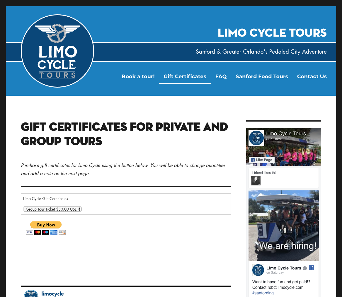 Limo Cycle Gift Certificates
